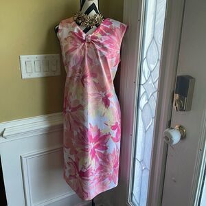 Shelby & Palmer  Multi color shades of pink, yellow & white sleeves dress SZ16